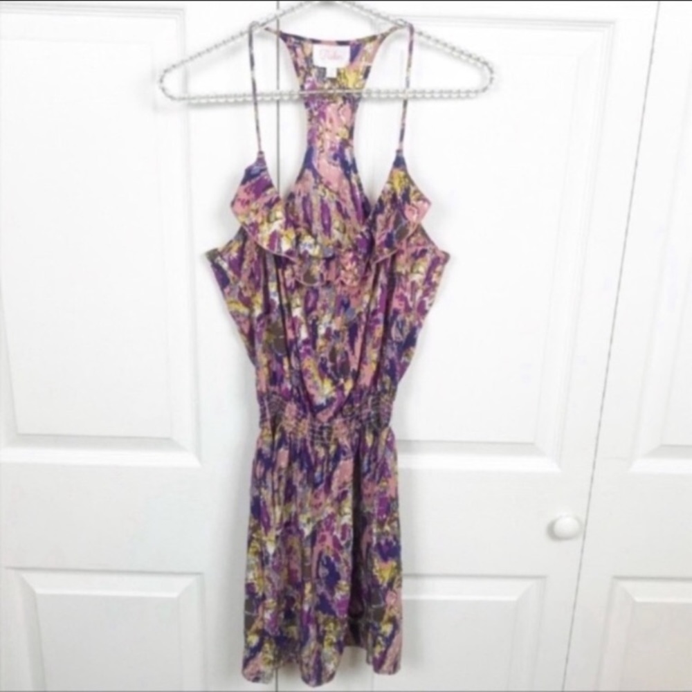 Parker‎ Size Small Silk Ruffle Racerback Mini Dress